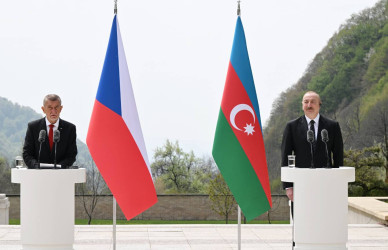 İlham Əliyev və Çexiyanın Baş naziri Andrey Babiş mətbuata bəyanatlarla çıxış ediblər