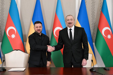Azərbaycan və Ukrayna prezidentləri mətbuata bəyanatlarla çıxış ediblər