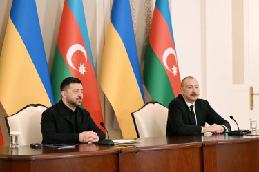 Azərbaycan və Ukrayna prezidentləri mətbuata bəyanatlarla çıxış ediblər