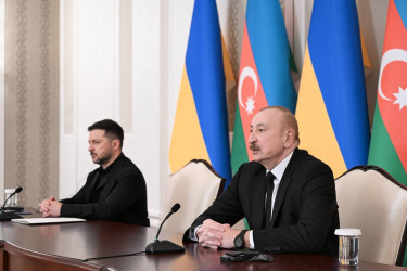 Azərbaycan və Ukrayna prezidentləri mətbuata bəyanatlarla çıxış ediblər